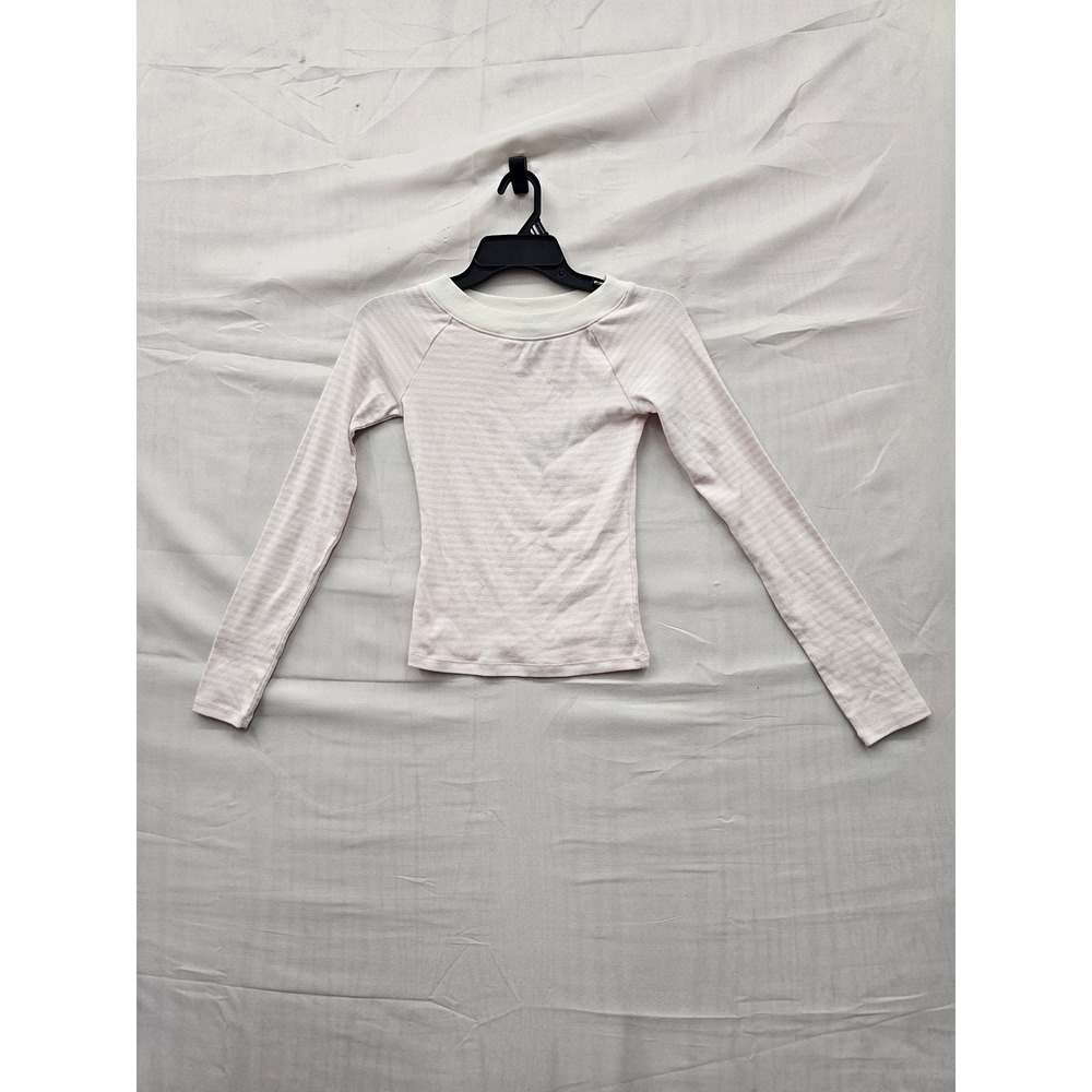 Wild Fable Womens Striped Pullover Top Pink Cotton Blend Casual Size XXS‎